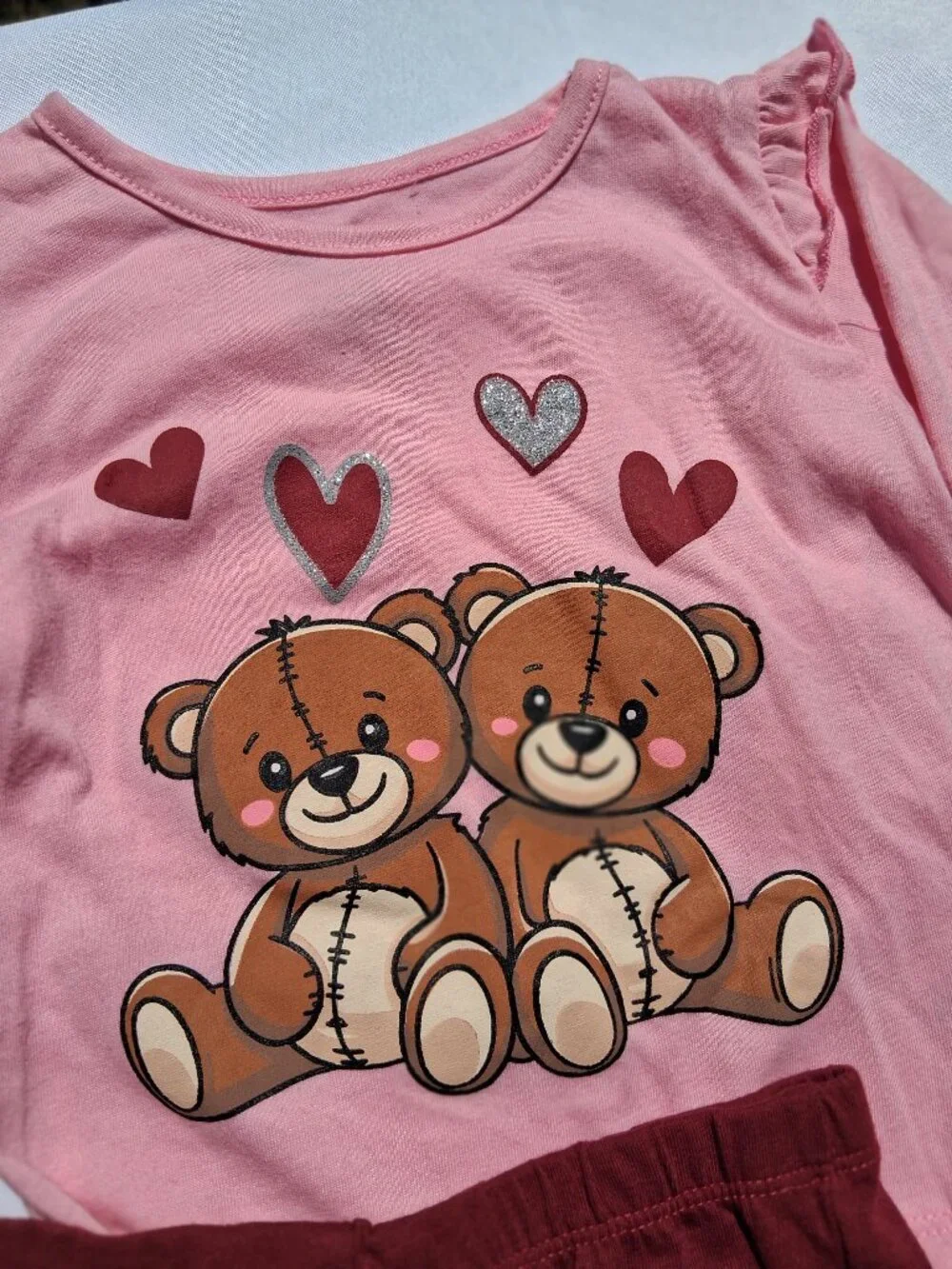 Pink Velvet Girls Teddy Bear 2PC Pant Set Size 4T